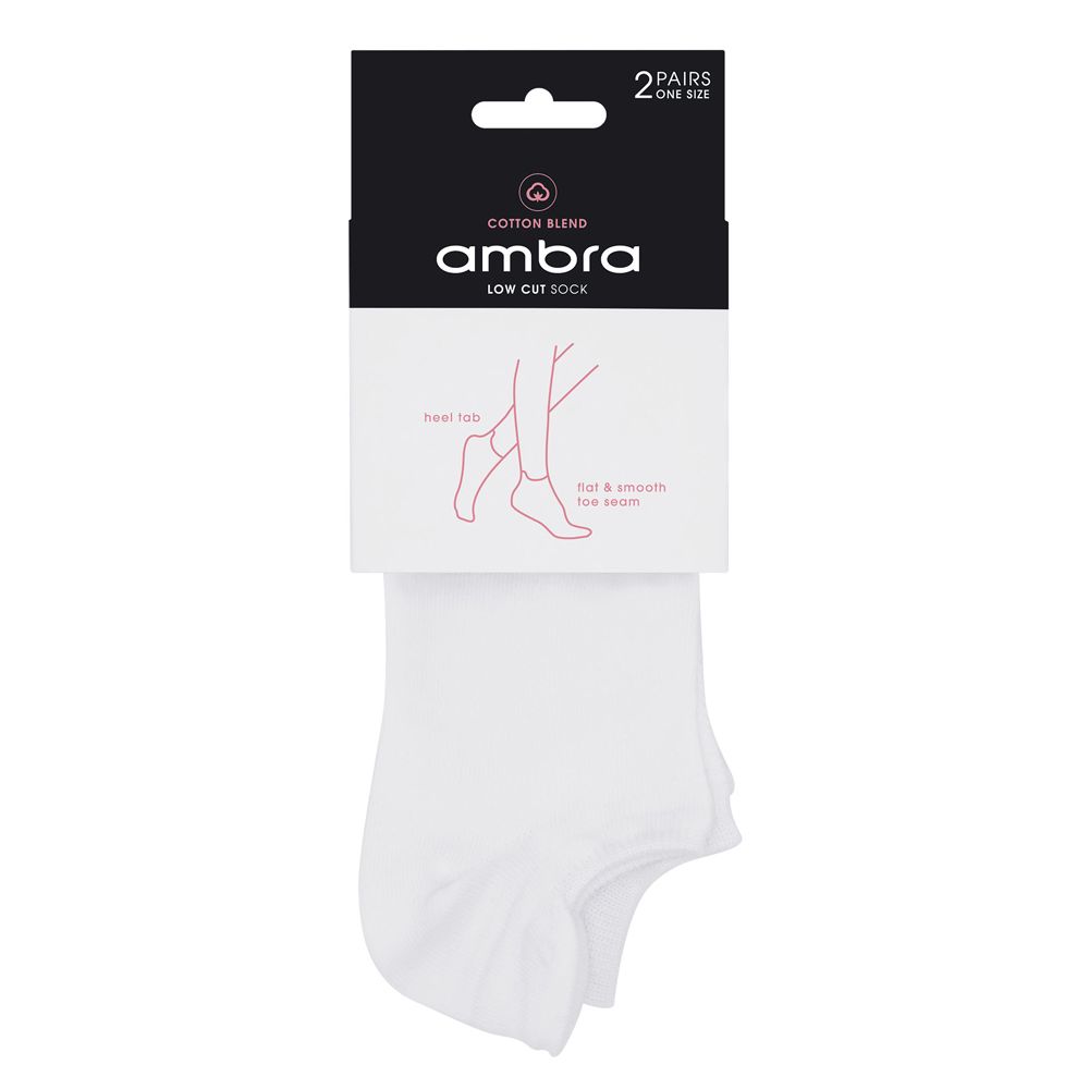Organic Cotton Low Cut 2 Pack - White - Ambra Corporation