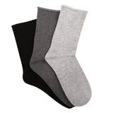 Cotton Blend Comfy Crew Sock 3 Pack - Black/Charcoal/Grey Marle - Ambra Corporation