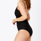 Powerlite Bodysuit - Black -Snap button gusset closure
