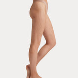 Lurex Fishnet Tight - Caramel/Gold