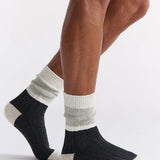 Organic Cotton Chunky Rib Splice Crew - Charcoal