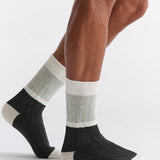 Organic Cotton Chunky Rib Splice Crew - Charcoal