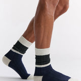 Organic Cotton Chunky Rib Splice Crew - Eclipse