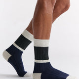 Organic Cotton Chunky Rib Splice Crew - Eclipse
