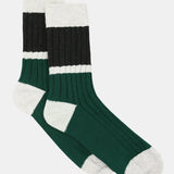 Organic Cotton Chunky Rib Splice Crew - Evergreen