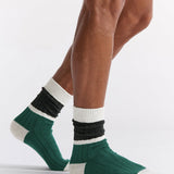 Organic Cotton Chunky Rib Splice Crew - Evergreen