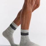 Chunky Rib Tennis Crew Sock - Grey Marle