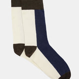 Bamboo Two Tone Crew Sock - Cream
