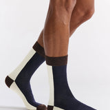 Bamboo Two Tone Crew Sock - Cream