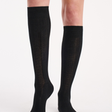 Organic Cotton Cable Knit Knee High - Black