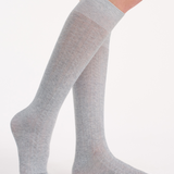 Organic Cotton Cable Knit Knee High - Grey Marle