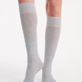 Organic Cotton Cable Knit Knee High - Grey Marle