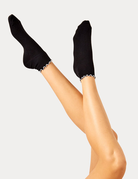 The Ruffle Grip Sock Black