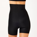 Laser Cut Hi-Waisted Mid Thigh Short - Black