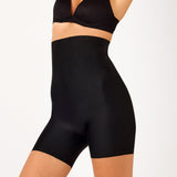 Laser Cut Hi-Waisted Mid Thigh Short - Black