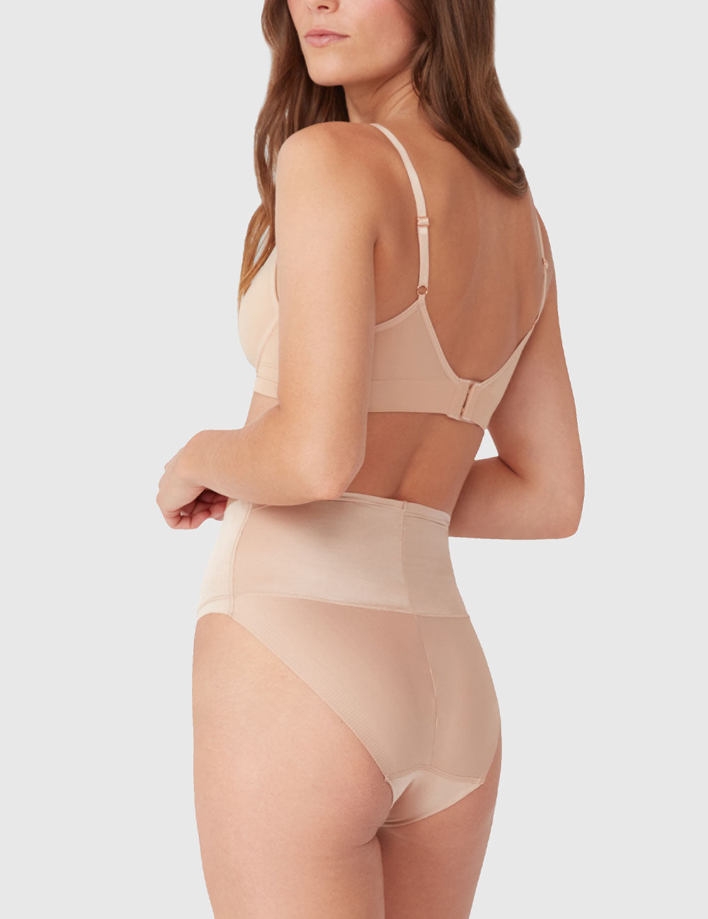 Micro Grip Short Mid Waist Brief - Rose Beige - Ambra Corporation