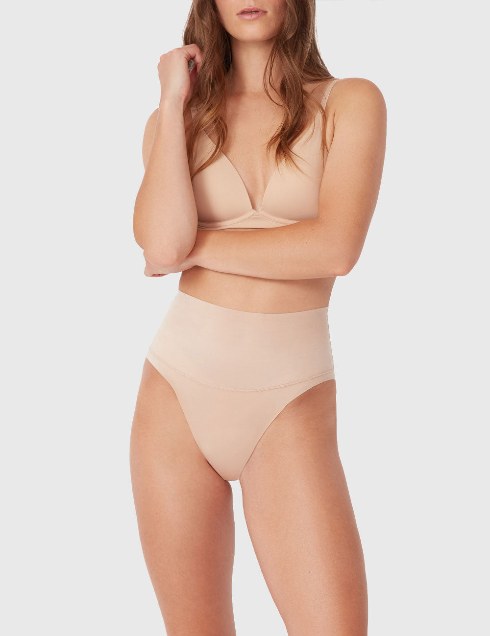 Micro Grip Short Mid Waist Brief - Rose Beige - Ambra Corporation