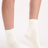 Organic Cotton Rib Top Crew Sock 2 Pack - Buttercream/Grey Marle