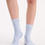Fleck Wool Blend Crew Sock 2 Pack - Cream/Blue