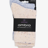 Fleck Wool Blend Crew Sock 2 Pack - Cream/Blue