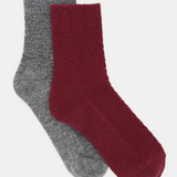 Waffle Crew Sock 2 Pack - Garnet/Charcoal