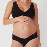 Bamboo Maternity Crossover Crop - Charcoal Marle - Ambra Corporation