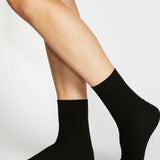 Viscose Blend Rib Crew - Black