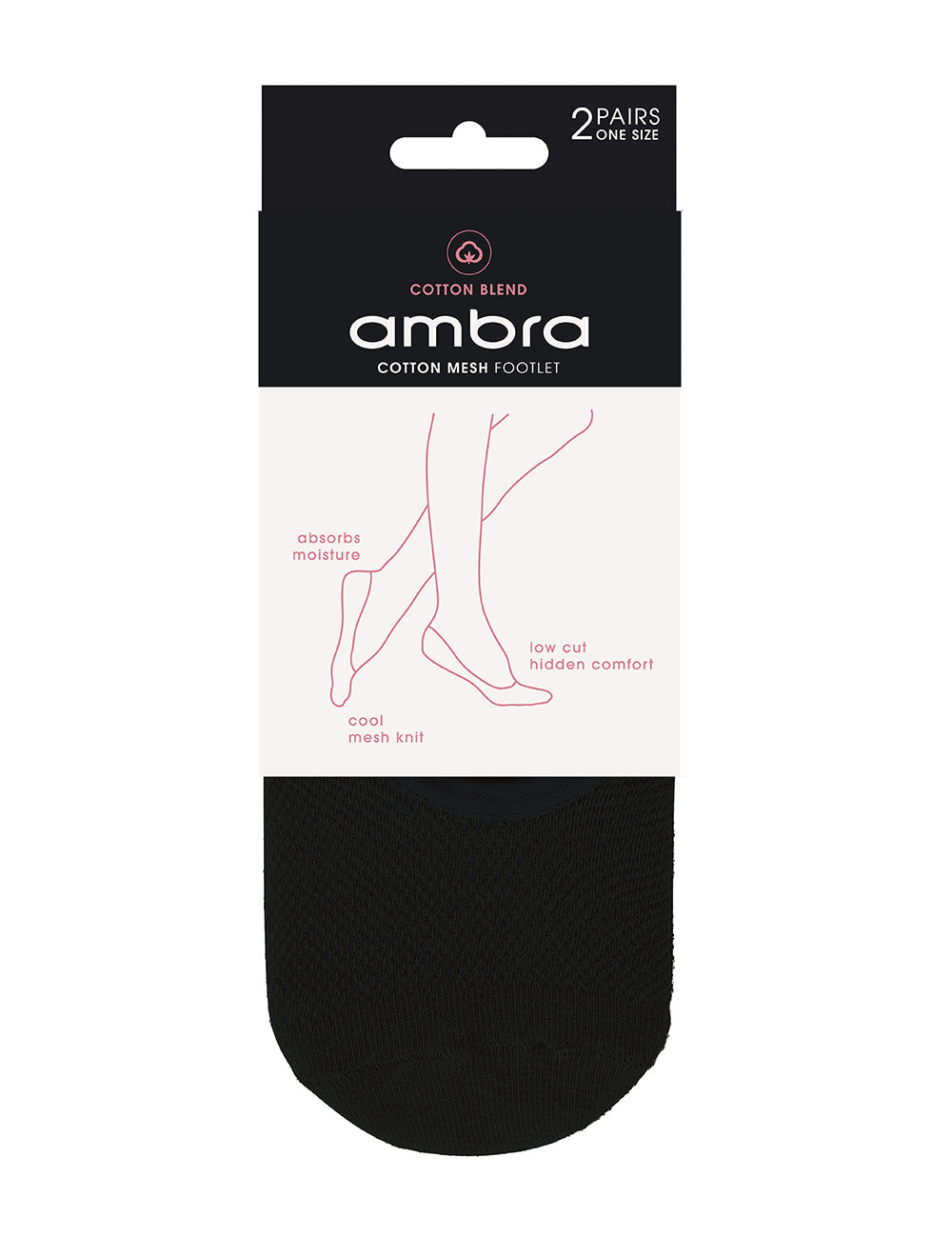 2PP Cotton Mesh Footlet in Black