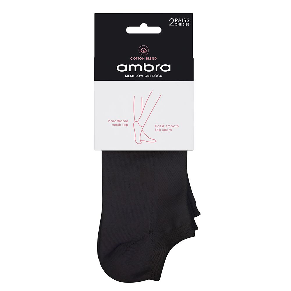 Organic Cotton Mesh Low Cut 2 Pack - Taupe/Black - Ambra Corporation
