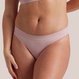 Bare Essentials G-String in Lilac Taupe front view