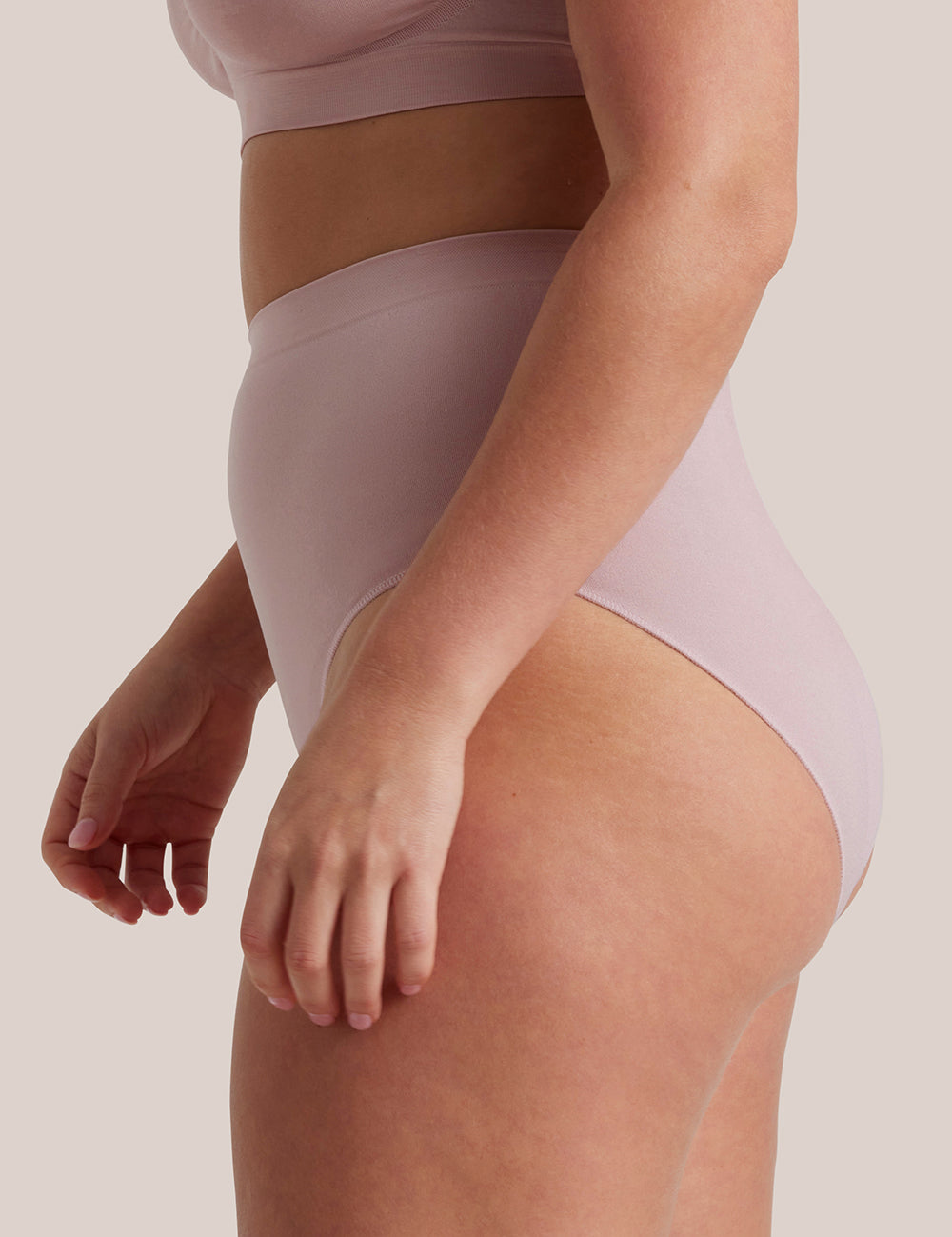 Bare Essentials Full Brief in Lilac Taupe side