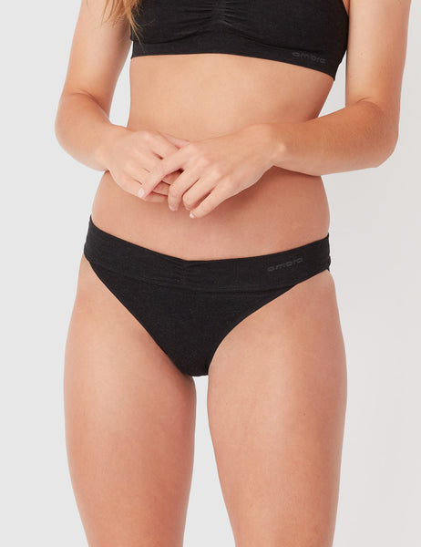 Bamboo Maternity Under Bump Brief - Charcoal Marle