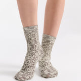 Organic Cotton Chunky Rib Crew Sock - Coffee