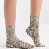 Organic Cotton Chunky Rib Crew Sock - Coffee