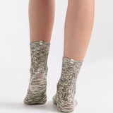 Organic Cotton Chunky Rib Crew Sock - Coffee