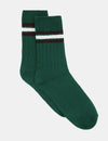 Chunky Rib Tennis Crew Sock - Evergreen