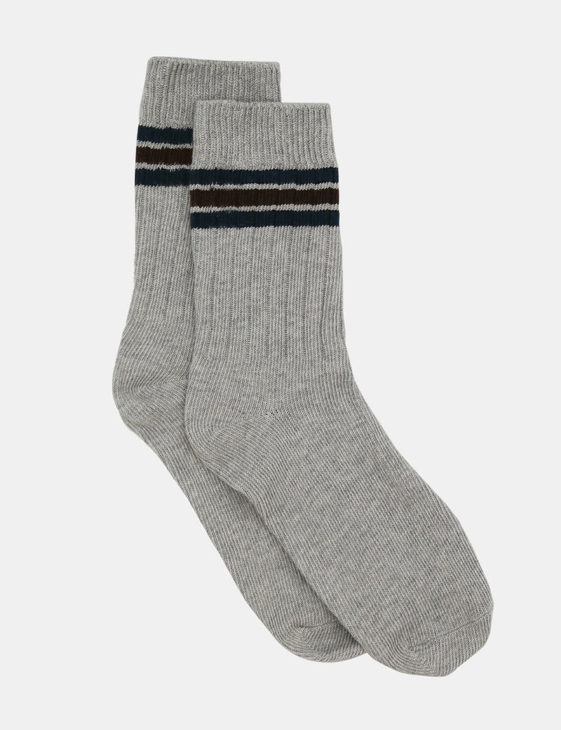 Chunky Rib Tennis Crew Sock - Grey Marle