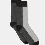 Bamboo Two Tone Crew Sock - Charcoal