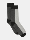 Bamboo Two Tone Crew Sock - Charcoal