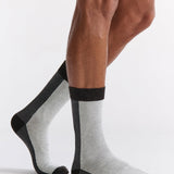 Bamboo Two Tone Crew Sock - Charcoal