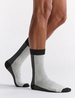 Bamboo Two Tone Crew Sock - Charcoal