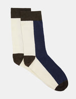 Bamboo Two Tone Crew Sock - Cream