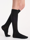 Organic Cotton Cable Knit Knee High - Black