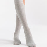 Organic Cotton Rib Knee High - Grey Marle