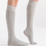 Organic Cotton Rib Knee High - Grey Marle