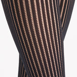 Pinstripe Net Knee High - Black