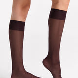 Coloured Sheer Knee High - Fudge