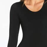 Seamless Smoothies Shelf Bra Long Sleeve Bodysuit - Black