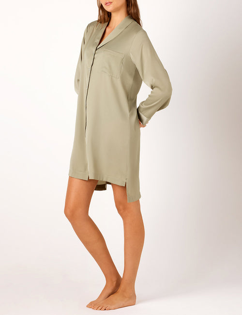 Lounge Recycled Poly Satin Nightshirt - Pistachio