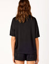 Lounge Recycled Poly Satin Short Sleeve Shirt - Black